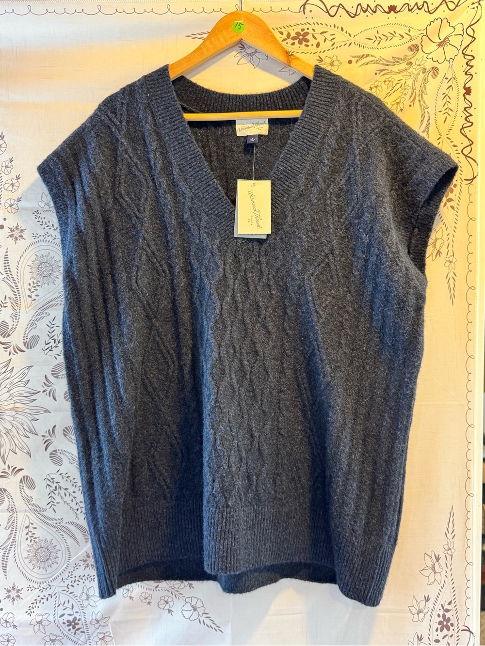 Universal Thread Charcoal Cable-Knit V-Neck Sweater Vest